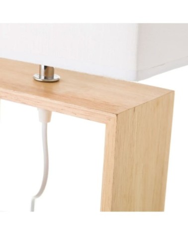 Lampe à Poser Rectangulaire Bois Abat-jour Blanc - Hauteur 41cm