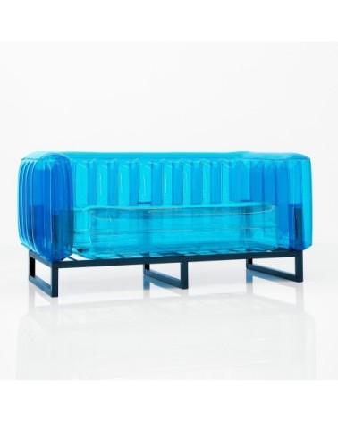 Canapé cadre aluminium assise thermoplastique bleu crystal