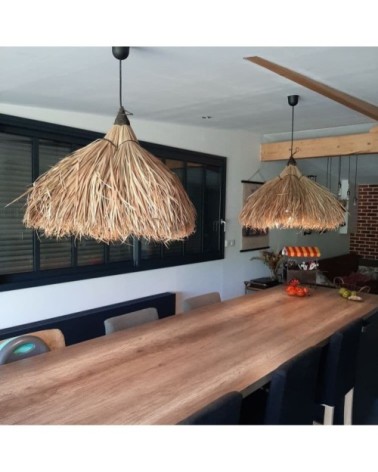 Suspension feuille de palmier et son support bambou