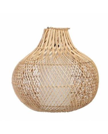 Suspension en rotin avec abat-jour blanc