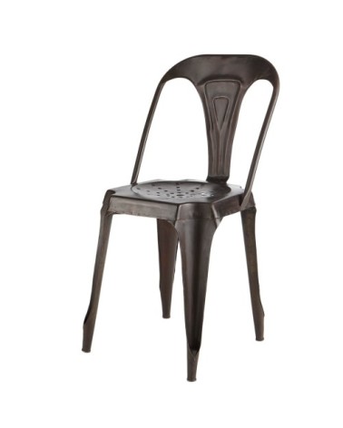 Chaise industrielle en métal noir