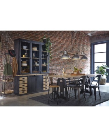 Chaise industrielle en métal noir