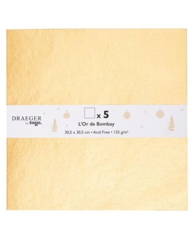 Noël set de 5 papiers or pailleté