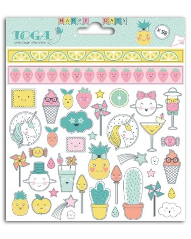 Lot de 98 stickers happy days