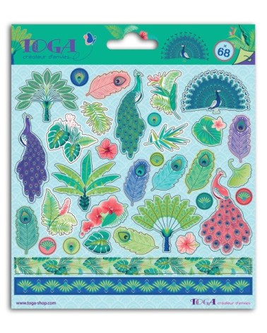 Lot de 68 stickers paons