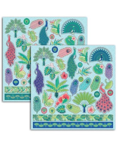 Lot de 68 stickers paons