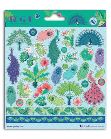 Lot de 68 stickers paons