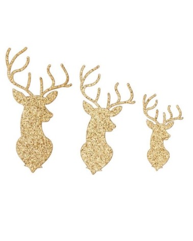 Die-cut rennes dorés de Noël