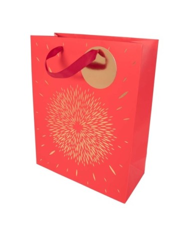 Sac cadeau noël feu d'artifice doré Grand format