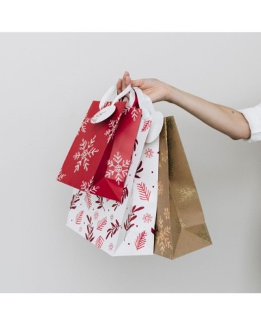 Sac cadeau noël rosaces or Grand format