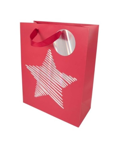Sac cadeau noël étoile hologramme Grand format