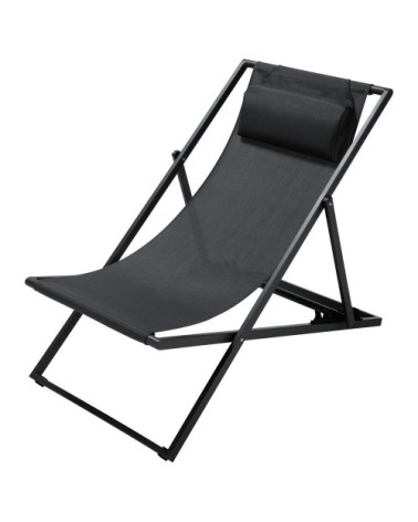 Chaise longue / chilienne pliante en métal gris anthracite