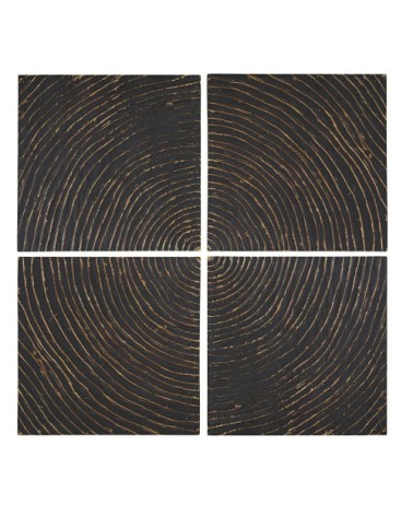 Ensemble de 4 décorations murales en bois noirci 100x100