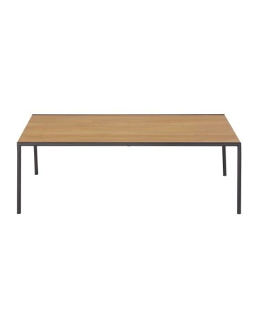 Table basse de jardin en bois de teck et acier noir