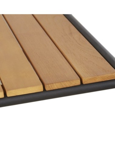 Table basse de jardin en bois de teck et acier noir