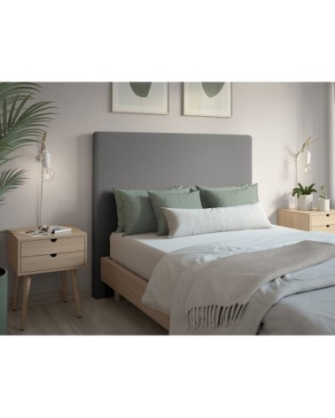 Tête de lit en tissu bouclette - 140cm - gris