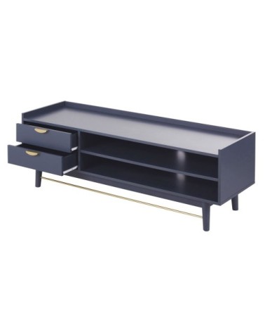 Meuble TV 2 tiroirs bleu foncé