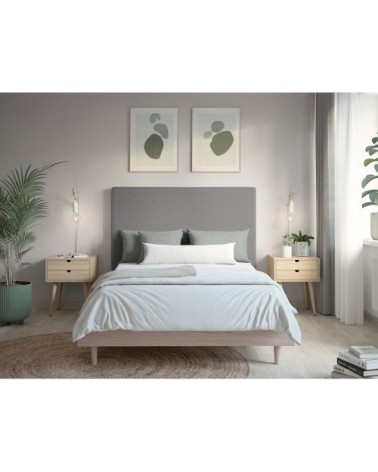 Tête de lit en tissu bouclette - 140cm - gris