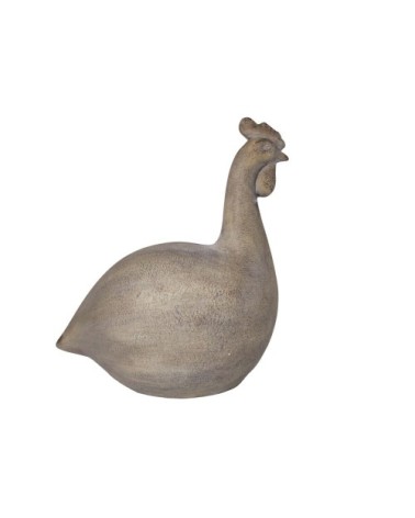 Statue poule en résine grise H46