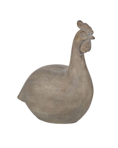 Statue poule en résine grise H46