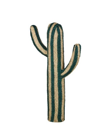 Statuette cactus bicolore rayée verte H120
