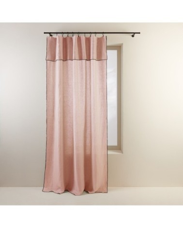 Rideau panneau 200x280 cm Rose poudré et bourdon noir  en Lin