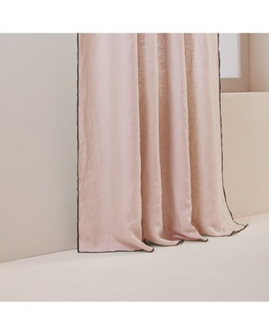 Rideau panneau 200x280 cm Rose poudré et bourdon noir  en Lin