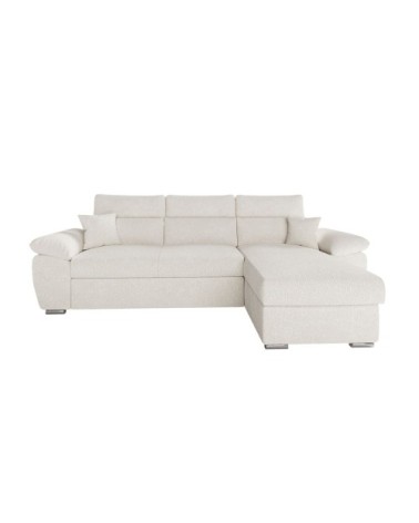 Canapé d'angle reversible convertible en tissu bouclette - blanc