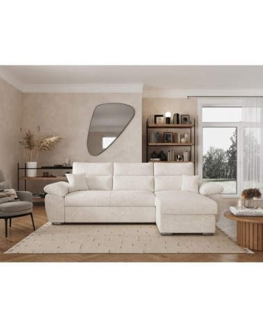 Canapé d'angle reversible convertible en tissu bouclette - blanc