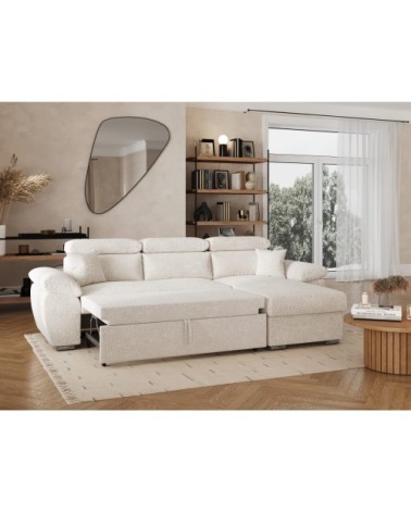 Canapé d'angle reversible convertible en tissu bouclette - blanc