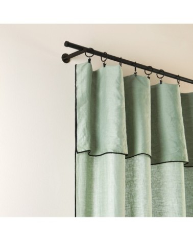 Rideau panneau 150x280 cm Tilleul et bourdon noir en Lin