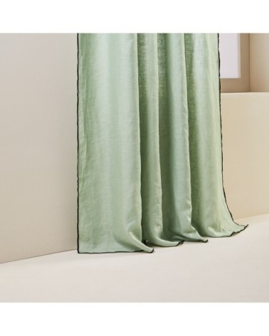 Rideau panneau 150x280 cm Tilleul et bourdon noir en Lin