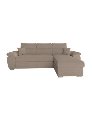 Canapé d'angle reversible convertible en tissu bouclette - taupe