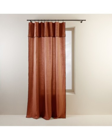 Rideau panneau 200x280 cm Terracotta et bourdon noir en Lin