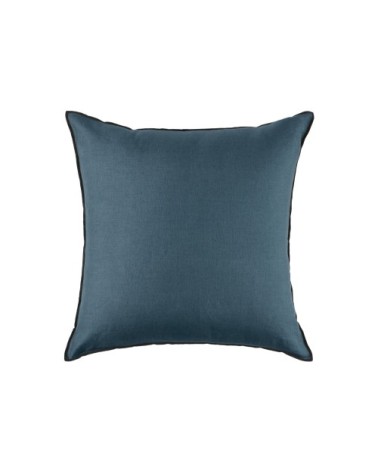 Housse de coussin 50x50 cm Pétrole et bourdon noir en Lin