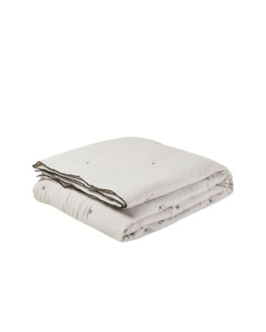 Couvre-lit matelassé 225x280 cm Calcaire et bourdon noir en Lin