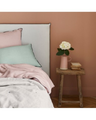 Couvre-lit matelassé 225x280 cm Calcaire et bourdon noir en Lin