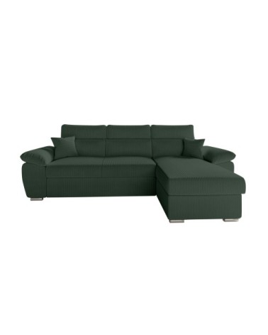 Canapé d'angle reversible convertible en velours côtelé - vert foncé
