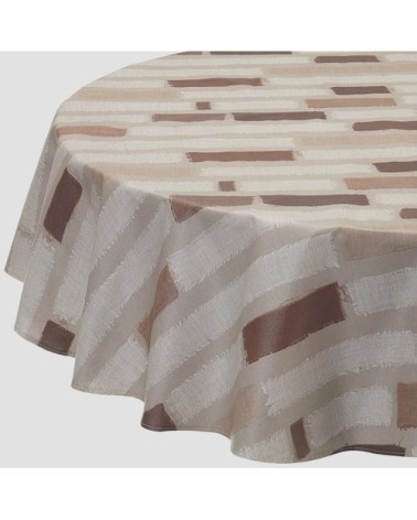 Nappe enduite ronde 160 x 160 cm chocolat