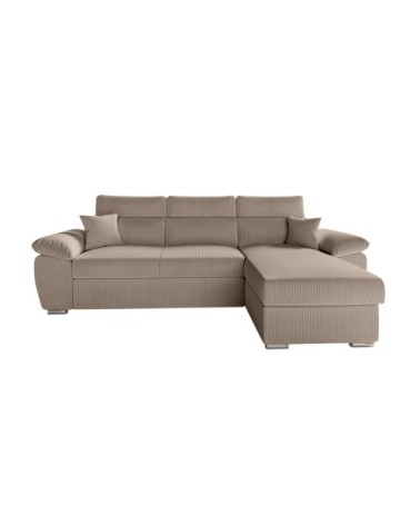 Canapé d'angle reversible convertible en velours côtelé - taupe