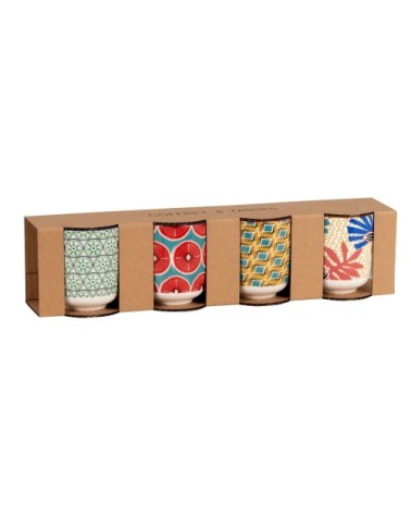 Coffret tasses (x4) en grès motifs graphiques multicolores