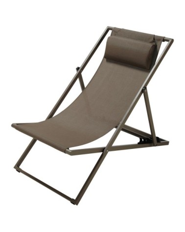 Chaise longue / chilienne pliante en métal taupe