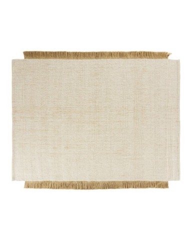 Tapis en jute, laine et coton blanc et marron 140X200