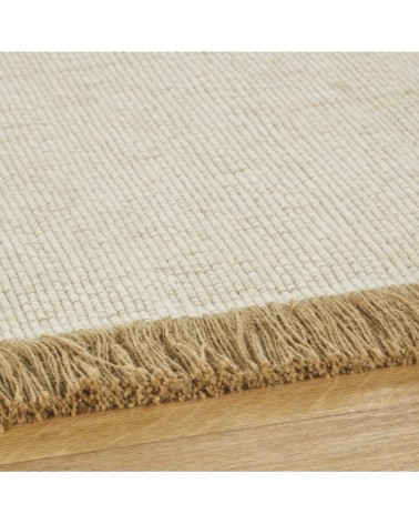 Tapis en jute, laine et coton blanc et marron 140X200
