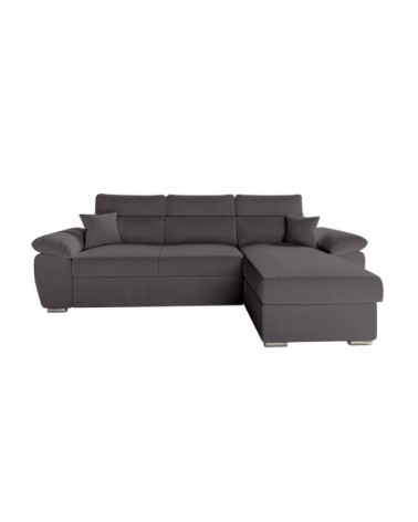 Canapé d'angle reversible convertible en velours côtelé - gris