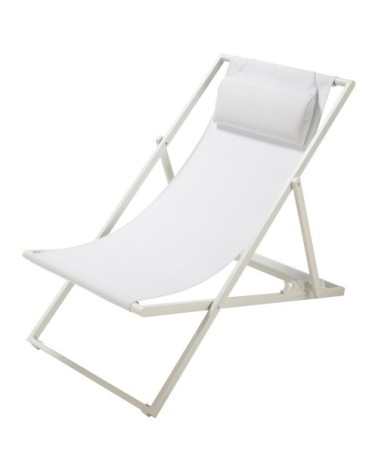 Chaise longue / chilienne pliante en métal blanc