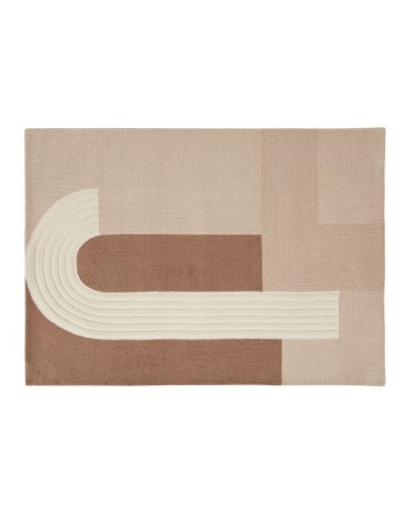 Tapis tufté main beige, écru et vieux rose 140x200