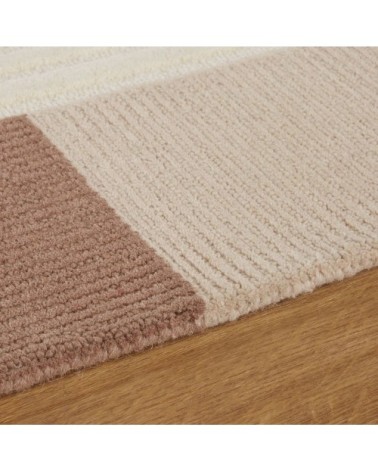 Tapis tufté main beige, écru et vieux rose 140x200