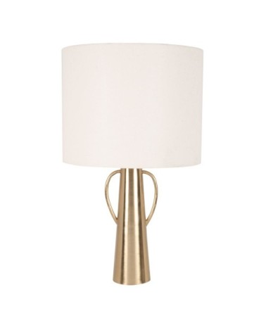 Lampe en fer doré et abat-jour écru