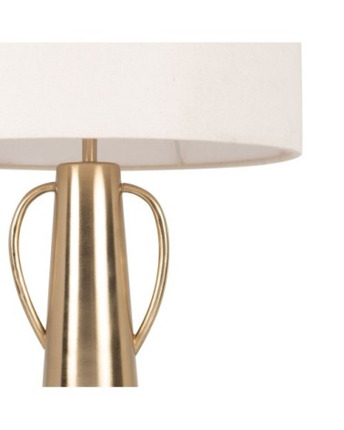 Lampe en fer doré et abat-jour écru